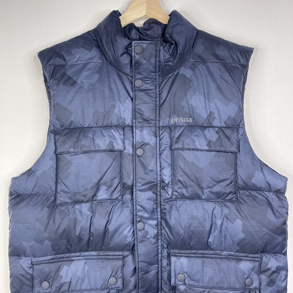 NWT prAna Red Slate Vest in Nautical Camo Large Navy Quilted Pockets #A1086 - Picture 4 of 16